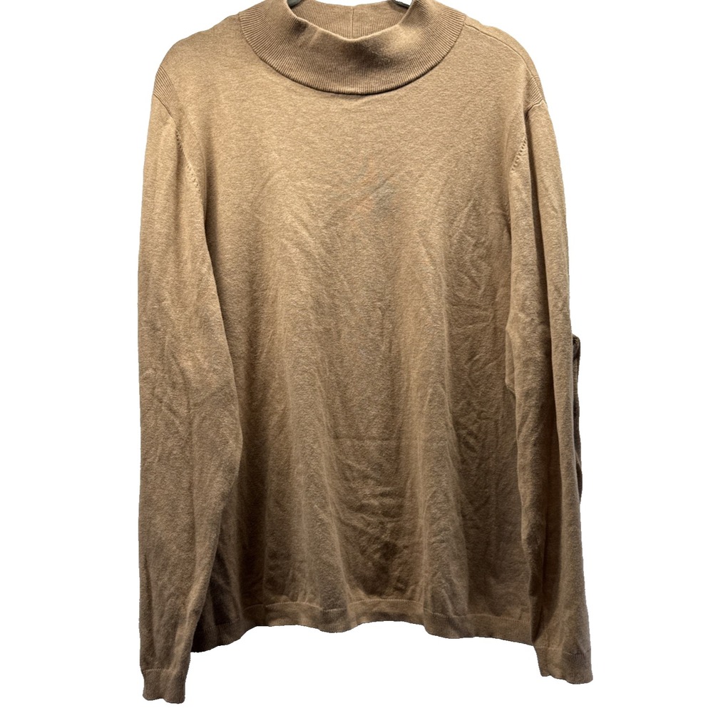 Talbots Women's Sweater Size 3X Plus Brown Moc Neck Soft Stretch Pullover Cotton